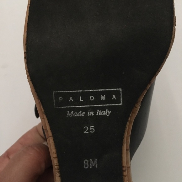 Paloma Black Leather Wedge Sandals Size 8 - Picture 10 of 12